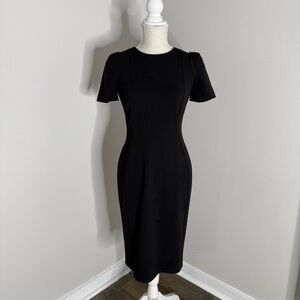 Calvin Klein Puff Short Sleeve Classic Black Sheath Dress Size 2